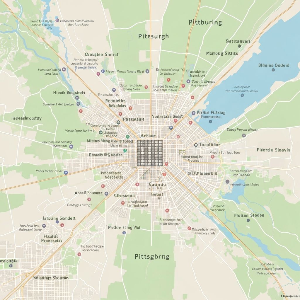 ABK Unlimited service area map covering Greater Pittsburgh PA
